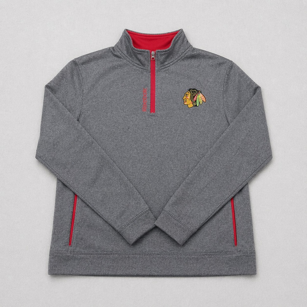 Chicago Blackhawks 1/4 Zip Pullover Mens XL NHL Gray Sweatshirt